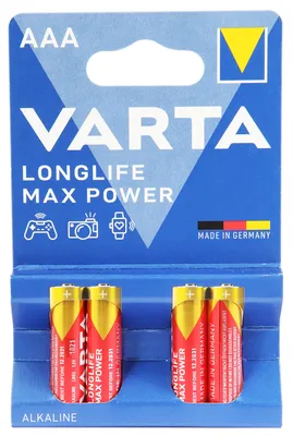 Produktbild von Varta -4703/4B, Einwegbatterie, AAA, Alkali, 1,5 V, 4 Stück(e), Gold, Rot