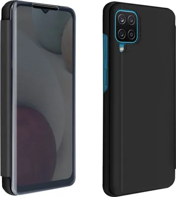 Obrázok produktu pre Avizar, Samsung Galaxy A12 View Cover so zrkadlovým efektom a funkciou stojana, čierny