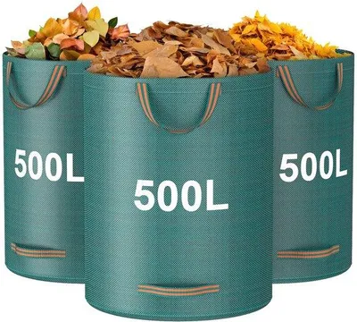 Immagine prodotto di Sacchi impermeabili per rifiuti da giardino, 500 L, extra resistenti, con manici, per foglie e rifiuti