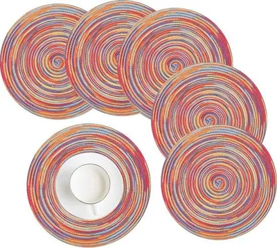 Produktbild von Famanu Set aus 6 runden, gewobenen Platzsets - Grau, waschbar, hitzebeständig, 38 cm