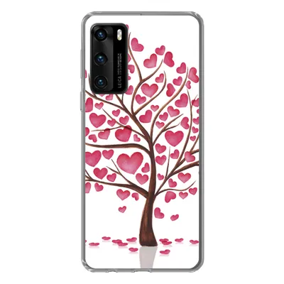Produktbild von MuchoWow® Handyhülle Schutzhülle Hülle für Huawei P40 Eine Illustration eines Baumes mit Herzen Silikon Softcase Handy Hülle - Handytasche