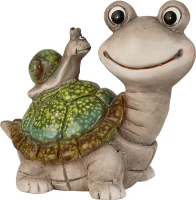 Produktbild von Schildkröte Sammy Keramik Dekofigur mit Schnecke bunt 13cm