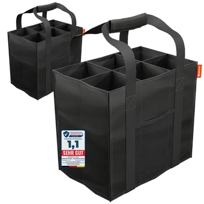 Produktbild von ATHLONTOOLS 2er Set Flaschenträger 6 Flaschen - schwarz