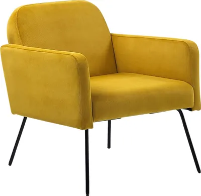 Zdjęcie produktu dla BELIANI Fotel żółty welurowy czarne metalowe nóżki nowoczesny retro salon