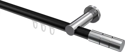 Produktbild von Interdeco Innenlaufstange / Gardinenstange mit Innenlauf Schwarz / Chrom, Typ Platon Elanto (Rillenzylinder), 20 mm Ø 1-läufig, 280 cm