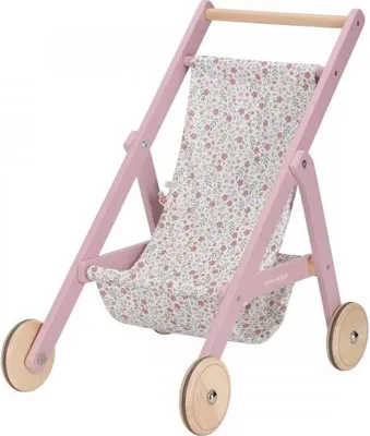Produktbild von Little Dutch Kinderwagen für Puppen, Modell "Golfwagen", aus Holz, Farbe: Rosa