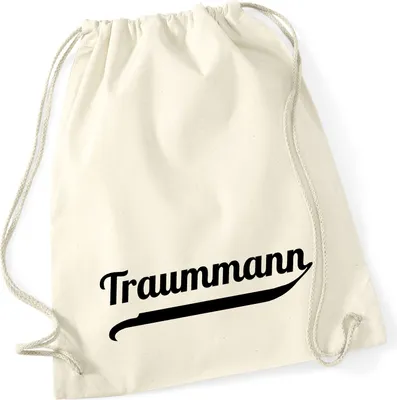 Produktbild von Huuraa Turnbeutel Traummann Schriftzug 12 Liter Natural Baumwolle Rucksack Geschenkidee