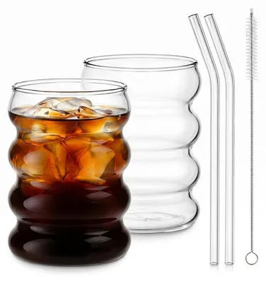 Productafbeelding van Set van 2 latte macchiato glazen, 300 ml, gemaakt van borosilicaatglas, met een spiraaldesign, vaatwasmachinebestendig
