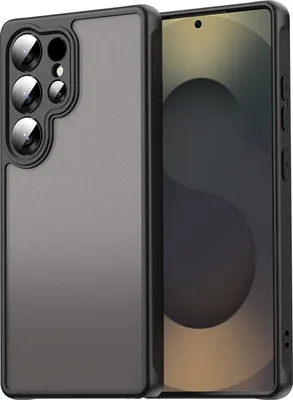 Image de Etui pour Samsung Galaxy S25 Ultra, dos mat translucide avec protection de l'appareil photo, étui de protection antichoc Noir