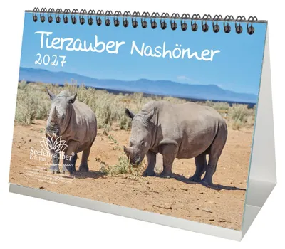 Produktbild von Tierzauber Nashörner DIN A5 Tischkalender für 2027 Nashorn - Seelenzauber