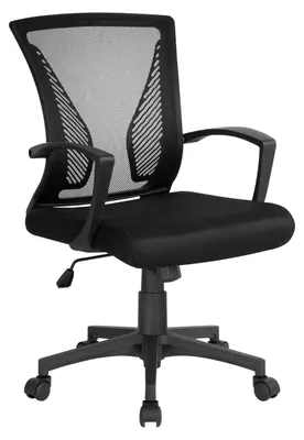 Produktbild von Bürostuhl Drehstuhl Schreibtischstuhl - Ergonomisch - Höhenverstellbar 33,5 bis 43,5 cm - Netzstoff - Schwarz - Für langes Sitzen am Computer
