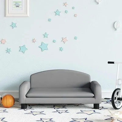 Productafbeelding van Kindersofa, lichtgrijs, 70x45x30 cm. Stof kindercouch, kindersofa, kindercouch voor meisjes en jongens, geschikt voor een kinderkamer