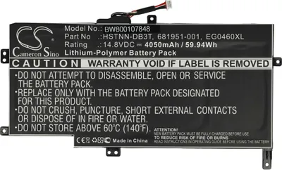 Produktbild von vhbw Akku Ersatz für HP EG0460XL, 681951-001, 681881-171, EG04, 681881-271, EG04060XL-PL, EG04060XL für Notebook (4050 mAh, 14,8 V, Li-Polymer)