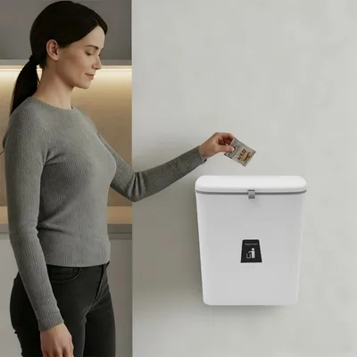Image de Poubelle / poubelle - 9 l - plastique ABS - pour cuisine et salle de bain - stable et durable - facile à nettoyer