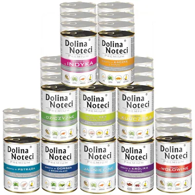 Zdjęcie produktu dla Dolina Noteci Premium Mokra Karma Dla Psa Mix 10 Smaków Drób Ryba Dziczyzna 40x400g