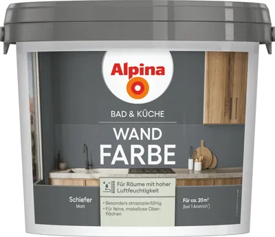 Produktbild von Alpina Wandfarbe für Küche & Badezimmer Schiefer 2,5 L