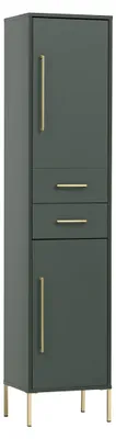 Hochschrank 2-türig, 2 Schubladen, 40,5x33,1x184,3 cm, Waldgrün/Gold