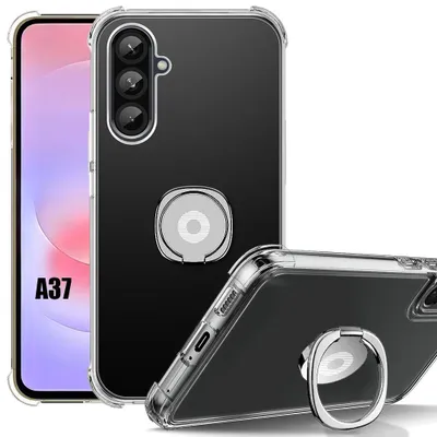 Image de Coque pour Samsung Galaxy A37 5G, Protection Silicone Transparent Antichoc avec Anneau Argenté