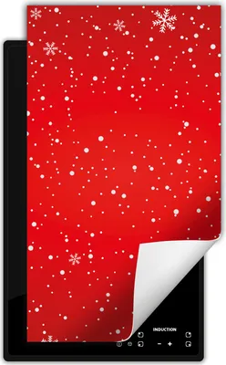 Produktbild von DarHaus Herdabdeckplatte 1 teilig 30x52 cm Anti Rutsch Matte Aufrollbar, rot - Schnee
