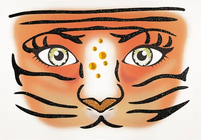 Produktbild von Oblique Unique Tiger Gesicht Sticker Set Tiergesicht Aufkleber für Fasching Karneval Geburtstag Kinder Motto Party