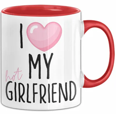 Produktbild von Valentinstag Tasse "I Love My Hot Girlfriend" Geschenk für Freundin (Rot)