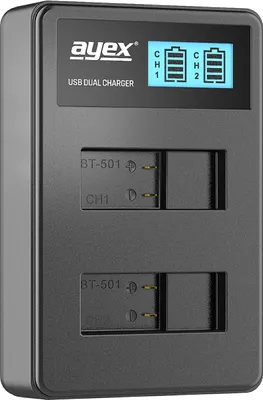 Produktbild von USB Dual Ladegerät für GoPro AHDBT-501 Akkus Hero 8 7 6 5 beleuchtetes Display Ladestandanzeige
