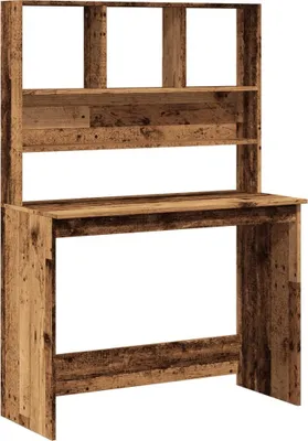 Image de Bureau avec étagères vieux bois 102x45x148 cm bois d'ingénierie