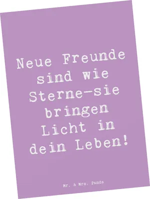 Produktbild von Mr. & Mrs. Panda Postkarte Spruch Neue Freunde finden - Lavendeltraum - Geschenk, Stärke, Postkarten, bildkarte, Fotokarte, Trost, Grußkarte, Vertrauem, wertvoll