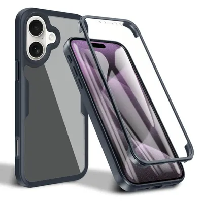 Image de Pour Apple iPhone 16 Plus Full Body Cover 360 degrés Hybrid Bumper Cover Noir
