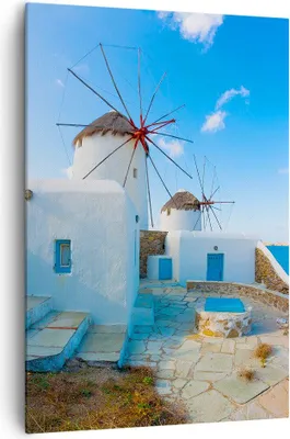 Produktbild von Bild auf Leinwand - Leinwandbild - Einteilig - Griechenland Insel Küste Haus - 70x100cm - Wand Bild - Wandbilder - Leinwanddruck - Wanddekoration - Leinwand bilder - Wandbild - PA70x100-2424