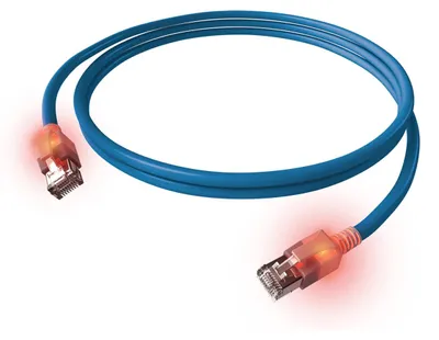 Immagine prodotto di Cavo patch EasyLan DualBoot LED RJ45 S/FTP Cat.6A (Classe EA), con connettore saCon, LSOH, blu, 10 m