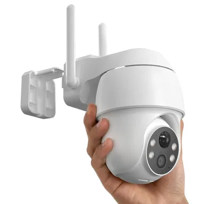 Image de Caméra de surveillance 2K pour l'extérieur, batterie rechargeable, pivotante à 355°/90°  Caméra IP sans fil WLAN pour l'extérieur avec vision nocturne en couleur, détection des personnes/mouvements