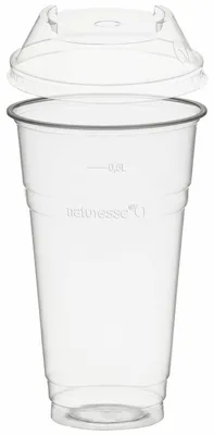 Produktbild von 50x Trinkbecher 500ml + Domdeckel mit C-Loch stapelbar aus PLA