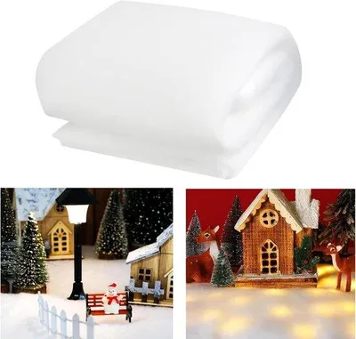 Productafbeelding van Grote Kunstsneeuw Dekmat voor Kerstboom en Winterdecoratie (240x80 cm) met LED Lichtjes