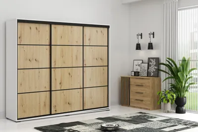 Obrázek produktu pro Prostorná šatní skříň 278/215 BAFNA - bílá / dub artisan