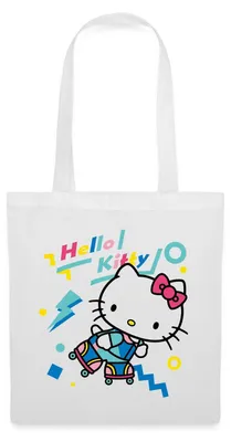 Produktbild von Spreadshirt Hello Kitty 90er Stil Mit Rollschuhen Stoffbeutel, One size, Weiß