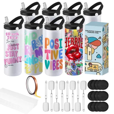 Productafbeelding van Solidchoice - Sublimation Tumbler 20 oz Set van 8 met Lids en Sprinkles