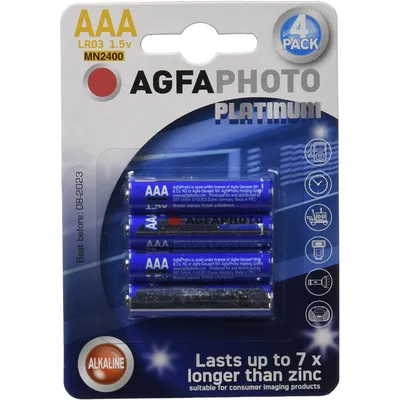 Zdjęcie produktu dla AgfaPhoto 110-802572, Jednorazowa bateria, AAA, Alkaliczny, 1,5 V, 4 szt., Szary, Czerwony