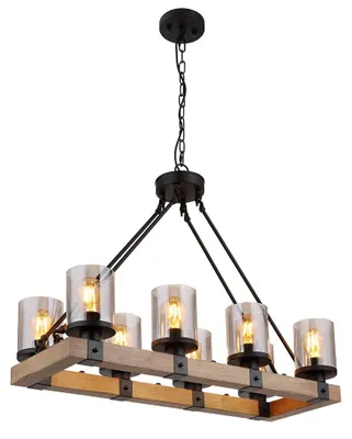 Produktbild von Hängeleuchte, Metall, Holz, rauchfarben, 8 Flammig, L 75 cm