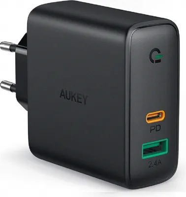 Produktbild von Aukey PA-D1, 30W PD Ladegerät 2xUSB mit dynamischer Erkennung für USB-C und USB Geräte Dual-Port PD Charger