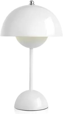 Image de Lampe de table LED - Lampe sans fil - Crée une ambiance chaleureuse - Design de pot de fleurs - Rechargeable - Blanche