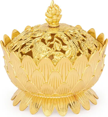 Produktbild von NKlaus Räuchergefäß Lotus gold 9cm Durchmesser Betriebsart Räucherkohle Weihrauchgefäß 14003