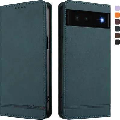Produktbild von Hülle für Google Pixel 6, Retro Kunstleder Ständer Klapphülle mit Kartenfächer und Magnetische Grün