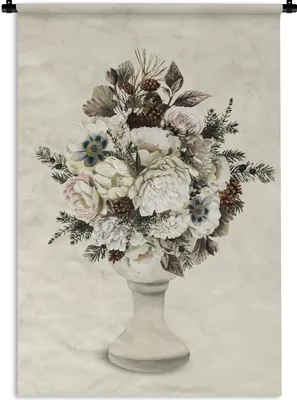 Produktbild von MuchoWow® Wandteppich Wandbehang Stilleben - Aquarell - Blumen 90x135 cm Tapisserie Dekoration Wandtuch - Baumwolle - Wandskulptur