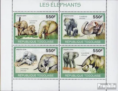 Produktbild von Briefmarken Togo 2010 Mi 3479-3482 Kleinbogen (kompl.Ausg.) postfrisch Afrikanischer Elefant