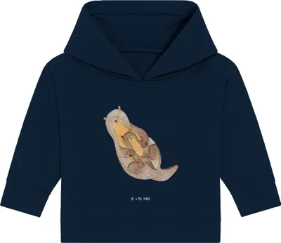 Produktbild von Mr. & Mrs. Panda Organic Baby Hoodie Otter Kind 24. - 36. Monat - French Navy - Geschenk, Mama, Kapuzenshirt, Kapuzensweatshirt, Tochter, Mutter, Geburt