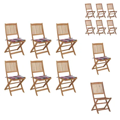 Immagine prodotto di vidaXL Sedie da giardino pieghevoli 6 pezzi con cuscino in legno massiccio di acacia - Sedie da giardino