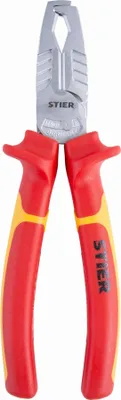 Produktbild von STIER Abisolierzange mit Seitenschneider, Multi+, 180mm, VDE-, Elektronikzange, Abisolierwerkzeug, 2-Komponenten-Sicherheitshüllen aus Werkzeugstahl