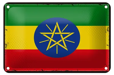 Produktbild von Blechschild Flagge Äthiopien 18x12cm Retro Flag Ethiopia
