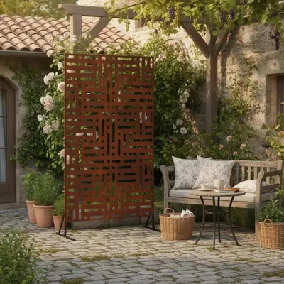 Image de Paravent décoratif - Diviseur de pièce - 100 x 50 x 180 cm - Revêtement en tissu - Pour intérieur et extérieur - Couleur : kaki foncé